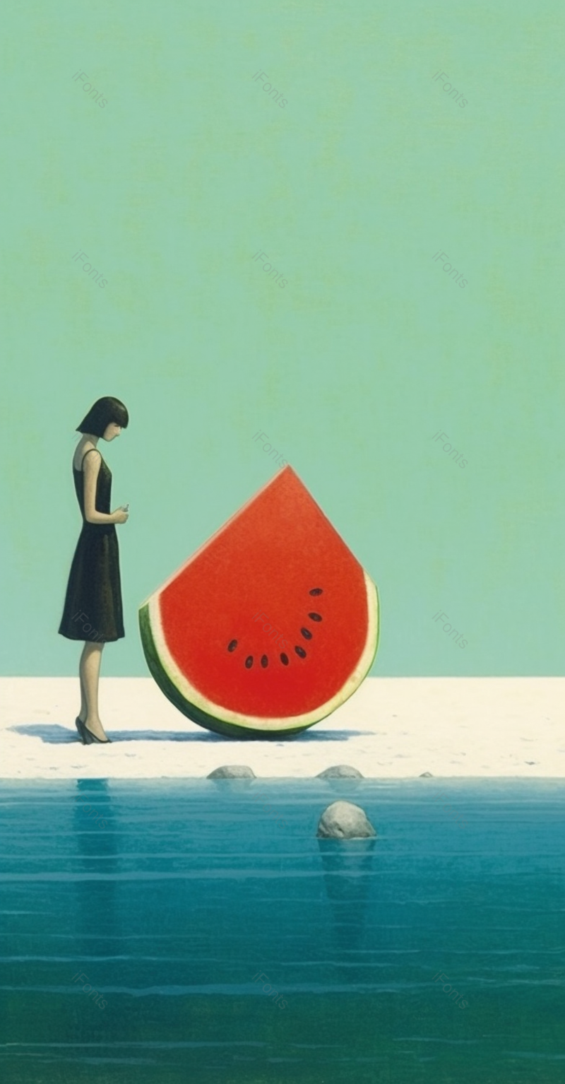 海边创意红色西瓜,插画/手绘图,插画/手绘图库,插画/手绘图下载,插画/手绘
